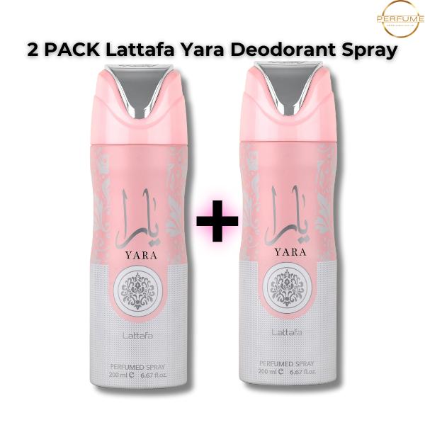 Lattafa Yara For Women - 2-Pack Deodorant Spray 200ml | Unisex Arabian Tropical Floral Gourmand Fragrance Long-Lasting Scent for Daily Freshness Free Delivery Body Care Comfort Scented Aroma Cosmetic Cleanser