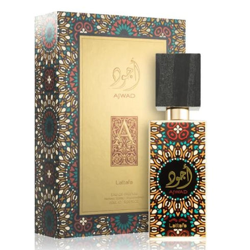 Ajwad Unisex Musk, Amber, Cedar Perfume Spray by Lattaffa - 60ml for Men and Women