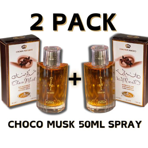 Choco Musk Perfume Spray 50ml (2 Pack) - Vanilla Chocolate Musk Gourmand Fragrance Aroma Oil Scent Daily Floral Cologne for Women and Men