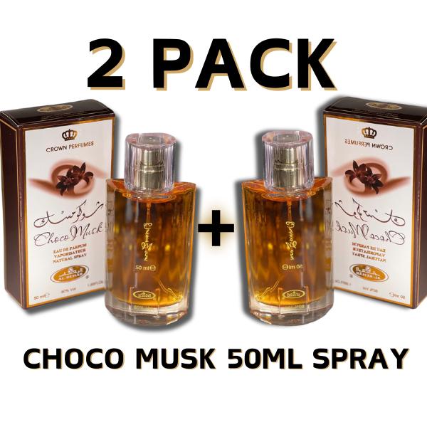 Choco Musk Perfume Spray 50ml (2 Pack) - Vanilla Chocolate Musk Gourmand Fragrance Aroma Oil Scent Daily Floral Cologne for Women and Men