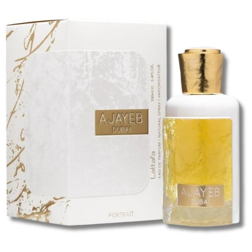 Ajayeb Dubai Portrait White by Lattafa | 100ml Perfume Spray | Unisex Arabian Oud Scent | Strong Fruity Oriental Musk | Long Lasting Luxury Eau de Parfum | FREE Fast UK Delivery