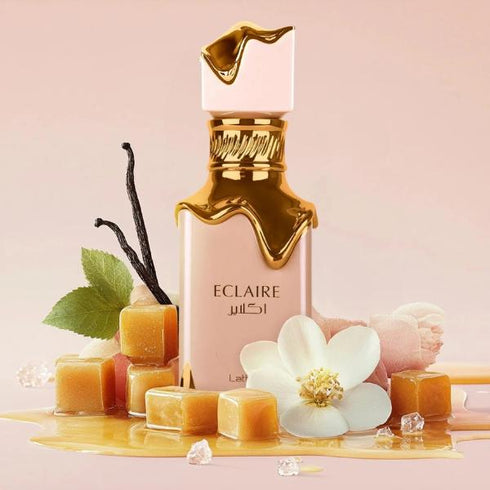 Eclaire by Lattafa Perfumes – Sweet & Floral Gourmand Eau de Parfum for Women | Irresistible Caramel Comfort Scent with Vanilla & Honey Aroma