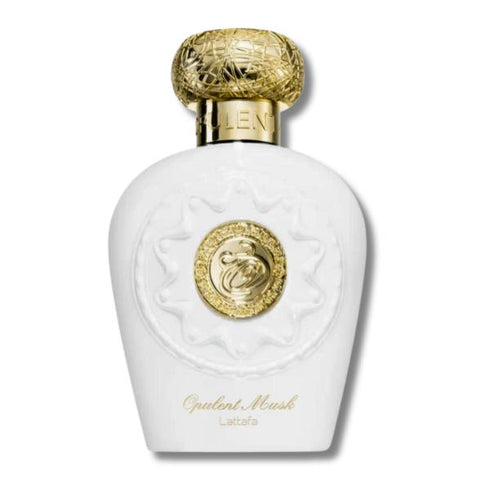 Lattafa Opulent Musk (White) Unisex Fragrance with White Musk, Saffron, & Lemon - Long-Lasting, Soft, and Affordable Perfume