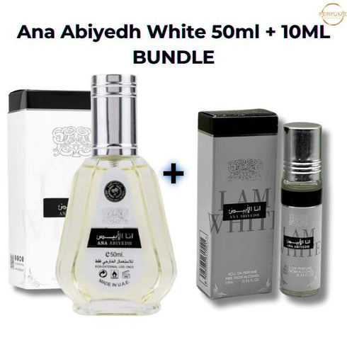 Lattafa Ana Abiyedh Unisex Citrus Sweet & Musky Eau de Parfum Bundle - 50ml/10ml Roll-On Options