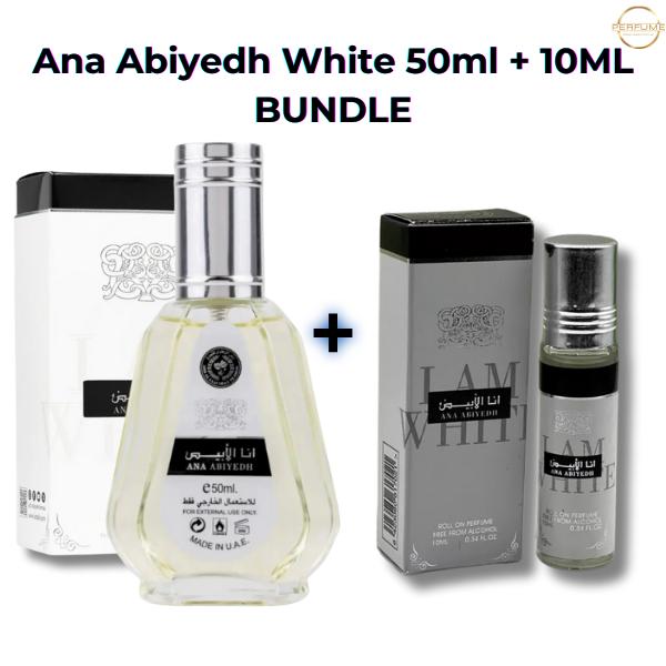 Lattafa Ana Abiyedh Unisex Citrus Sweet & Musky Eau de Parfum Bundle - 50ml/10ml Roll-On Options