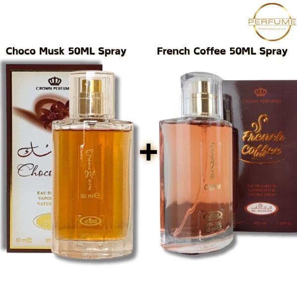 2 Pack Al Rehab Choco Musk And French Coffee 50ml Perfume Spray Combo Perfume Spray