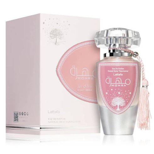 Lattafa Mohra Silky Rose Eau de Parfum 100ml | Sweet Pink Rose, Vanilla & Musk | Long-Lasting Fruity Floral Perfume | Arabian Dubai Luxury Fragrance for Women | TikTok Viral Perfume | Free Fast Delivery