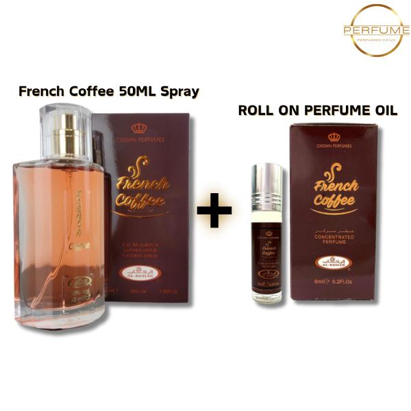 French Coffee 50ml + 6ml by Al Rehab – Rich Coffee Perfume Spray for Gourmand Lovers