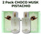 Choco Musk Pistachio 2-Pack by Al-Rehab | 2 x 50ml Arabian Perfume Eau de Parfum Sprays | Creamy Pistachio Dubai Chocolate Vanilla Perfume Duo | TikTok Viral Favourite | SAVE More | FREE Fast UK Delivery