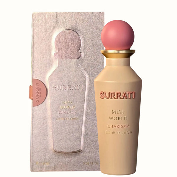 Surrati Miss World Charisma 150ml extrait de parfum bottle with pouch